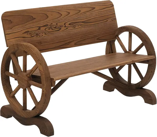 2-Sitzer Gartenbank Massivholz mit Armlehne