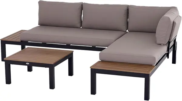 3-teiliges Gartenmöbel-Set mit Beistelltisch