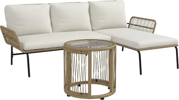 3-TLG. Rattan Gartenmöbel-Set