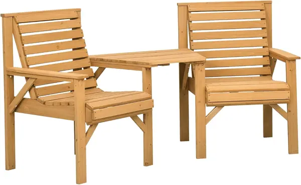 Bistro-Set 3-teilig aus Holz Wetterfest Gartenmöbel Set