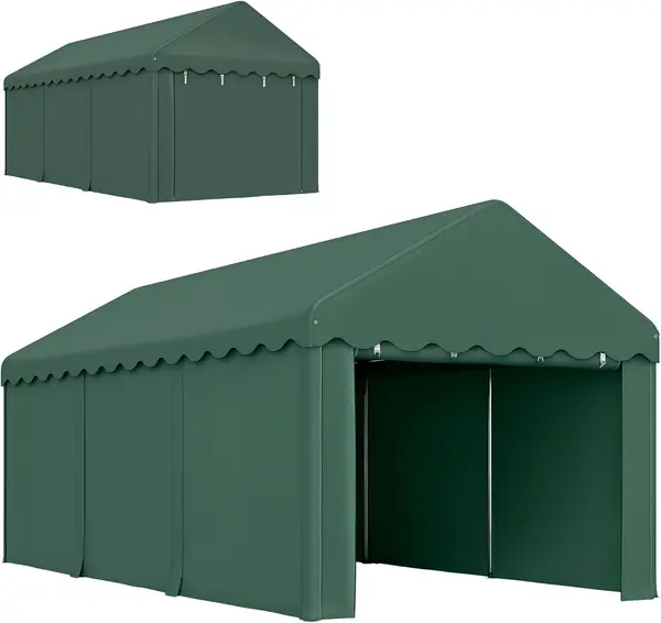 Carport 3x6 m wasserdicht Garagenzelt mit Rolltüren