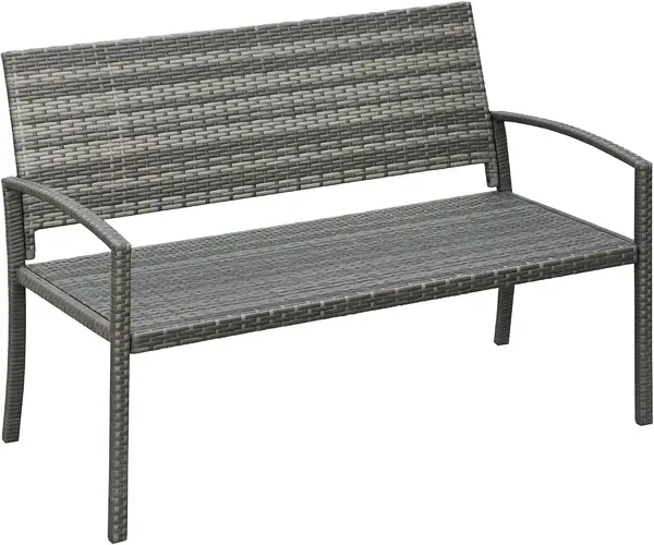 Gartenbank Polyrattan 2-Sitzer UV-beständig Sitzbank mit