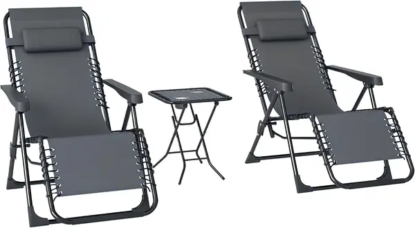 Gartenliege Set 3-TLG. Klappbar Sonnenliege mit Teetisch