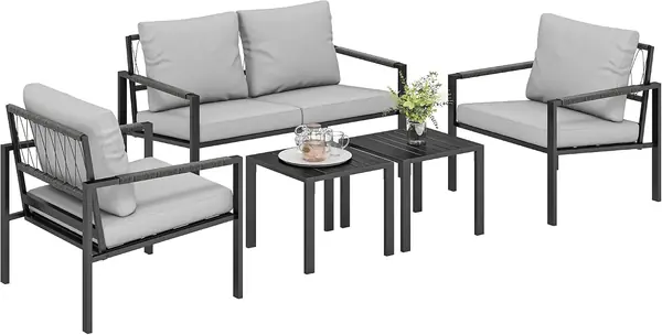 Gartenmöbel Set 4 Personen wetterfest Balkonmöbel-Set mit