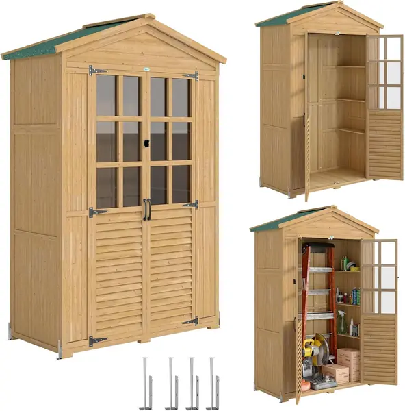 Gartenschrank Holz Geräteschuppen mit Ablage