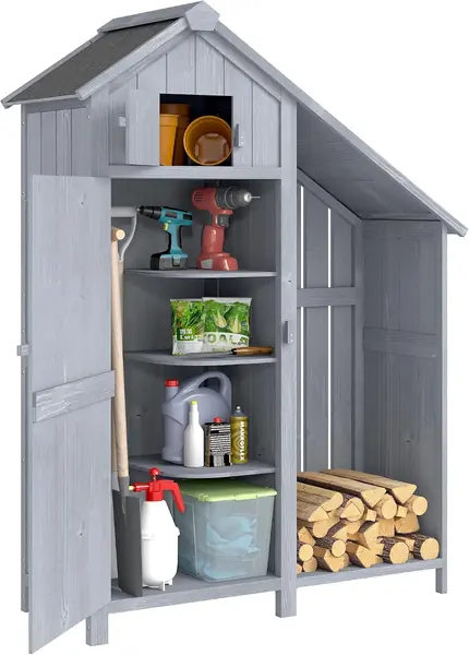 Gartenschrank Holz Outdoor wetterfest mit Asphaltdach