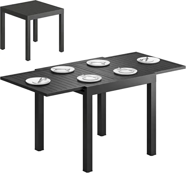 Gartentisch Ausziehbarer 80/160 x 80 cm Aluminium