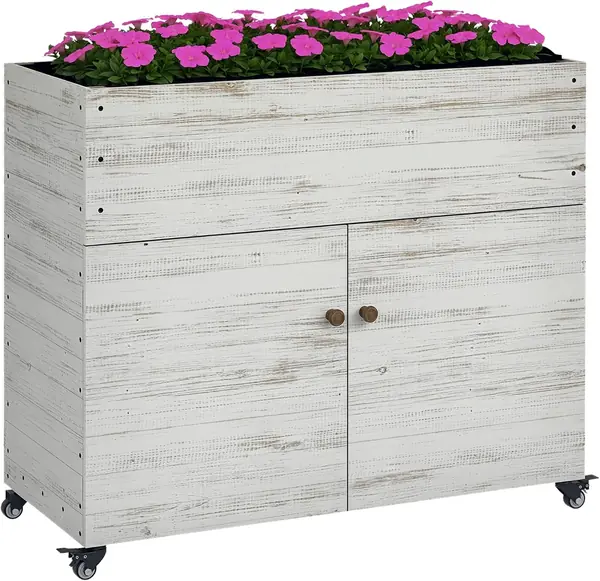 Hochbeet aus Holz mit Schrankfach