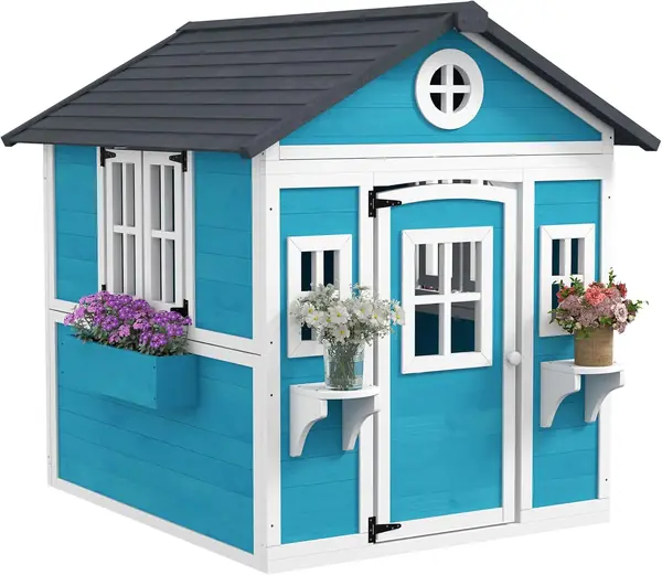 Kinderspielhaus aus Holz Spielhaus Outdoor mit Fenster