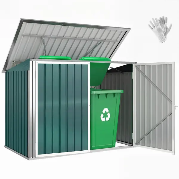 Mülltonnenbox für 2 Mülltonnen aus verzinktem Stahl