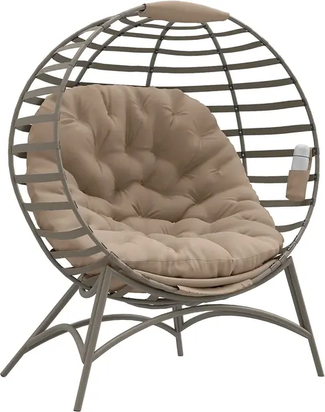 Papasansessel Gartenstuhl mit Kissen Korb-Stuhl oval