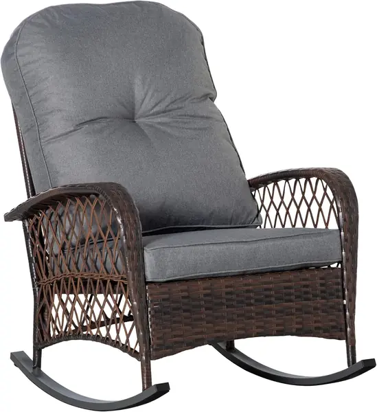 Poly Rattan Schaukelstuhl Schaukelsessel Gartenstuhl mit