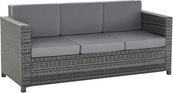 Poly-Rattan Sofa mit Kissen 3-Sitzer Garten Loungesofa