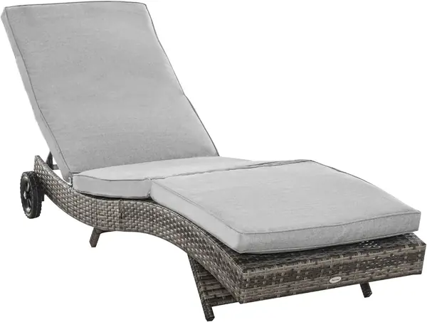 Polyrattan Sonnenliege Gartenliege mit Kissen 5-stufig