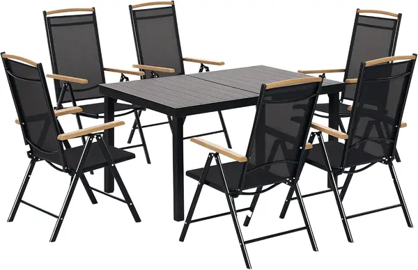 Sitzgruppe klappbar 7tlg. Balkonset Balkonmöbel 1 Tisch+6