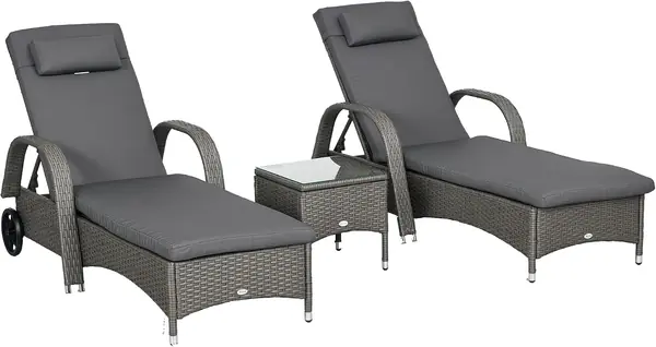 Sonnenliege Gartenliege Tisch 3er-Set Gartenmöbel